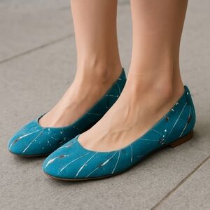 French Sole Flats Comfy Ballerina Slip On Suede Italy Size 8.5